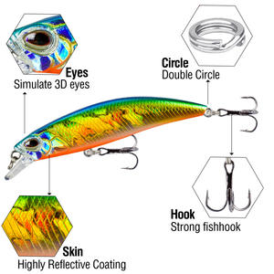 Señuelo de Pesca Rígido Tipo Minnow de 6.8cm 4g en <span class=keywords><strong>10</strong></span> Colores, Señuelo Hundido Swimbait de Plástico para Pesca de Lubina, Lucio, Trucha, Cebo Duro Tipo Crank - Product Image 2