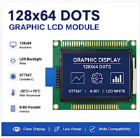 وحدة عرض LCD زرقاء مخصصة STN 128*64 شاشة LCD مقطعية COB 3.3 فولت مع إضاءة خلفية LED للعرض الصناعي