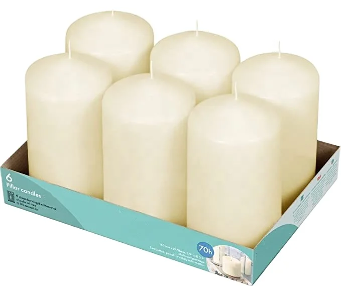 China Factory Manufacture Wholesale Price Home Decor Unscented Scented White Pillar Candles