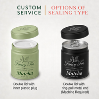 Boîte à matcha sans BPA, en fer blanc, hermétique, ronde, avec logo personnalisé, vide, avec couvercle à double joint