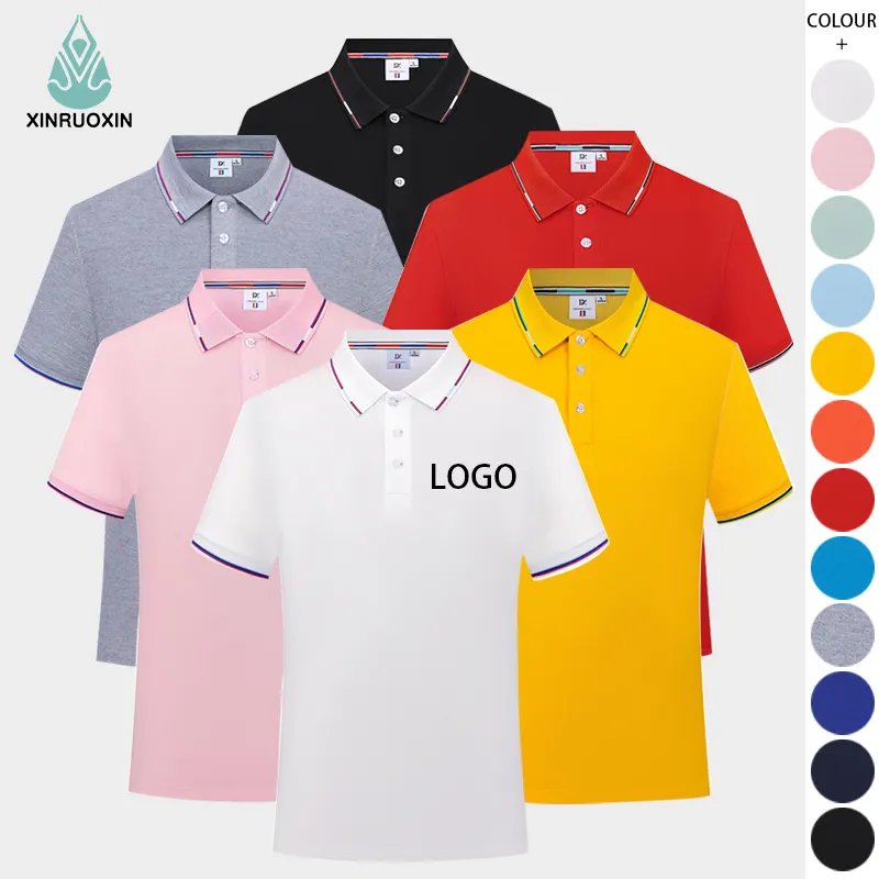 Kaus Polo pria, Logo kustom kualitas tinggi untuk kaus Polo kaus katun pakaian kerja Batch kecil