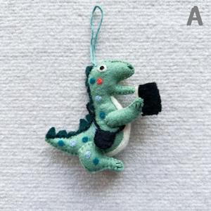 Feutre de laine fait à la main népalais petit <span class=keywords><strong>dinosaure</strong></span> tyrannosaure Rex pendentif porte-clés sac suspendu pour le soulagement du Stress - Product Image 4
