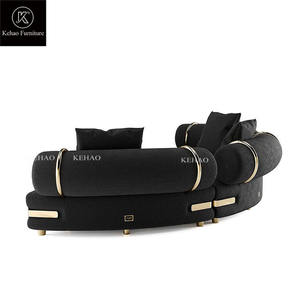 Hitam dua sisi desain Modern Modular lobi Set <span class=keywords><strong>Sofa</strong></span> furnitur bulat bentuk <span class=keywords><strong>S</strong></span> mewah kantor Hotel lobi <span class=keywords><strong>Sofa</strong></span> - Product Image 3