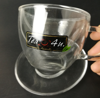 7oz fait à la main en gros mignon vague coloré verre gobelet lait café eau tasse micro-ondes résistant à la chaleur Double paroi verre tasse