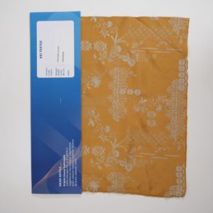 Tissu imprimé ethnique floral vintage couleur moutarde à texture lisse pour la confection de chemisiers et de robes - Product Image 1