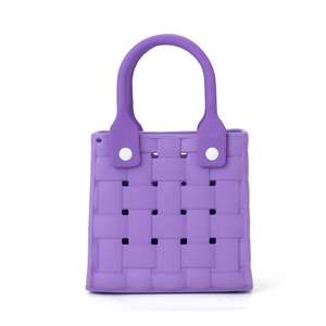 Nouveaux sacs à main de plage en EVA portables, mini et mignons, sacs de plage tissés à carreaux pour enfants, panier de plage, sacs de shopping, sacs Croc Bogg, style féminin - Product Image 2