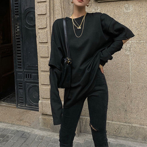 High Quality New Designer Hoodie <strong>Long</strong> Sleeve Pullover Casual Hollow Out Black <strong>Ladies</strong> <strong>Sweatshirt</strong> - Product Image 4