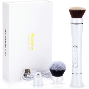 Brocha de maquillaje sónica giratoria eléctrica, aplicador de maquillaje, brocha de maquillaje de base de polvo líquido automática giratoria eléctrica, dos cabezales - Product Image 6