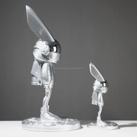 Sculpture de lapin spatial robot lumineux, grande statue de lapin de lune pour l'entrée des bars et des magasins, décoration