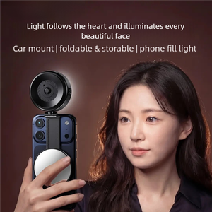 Soporte de Teléfono para Auto Plegable 3 en 1, Ultraligero de Aluminio de 136g, con Espejo de Maquillaje para Ventilación y Transmisión en Vivo - Product Image 6