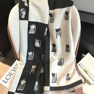 Écharpe en nylon longue, style coréen, motif chaton mignon, effet cachemire, épaisse et chaude, idéale pour l'automne/hiver – Meilleure vente - Product Image 4