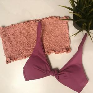 Conjunto de Bikini de Lujo de 1 Pieza para Mujer, Diseño con Volantes, Tirantes Ajustables, Estampado/Puntos/Color Liso, Micro Bra, Tanga, Personalizado de Fábrica, para la Playa - Product Image 4