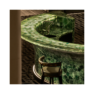 Tùy Chỉnh Kích Thước Sang Trọng Đá Màu Xanh Lá Cây Đá Cẩm Thạch Pha Lê Onyx Mờ Đá Bàn Tiếp Tân Cho Sảnh Khách Sạn - Product Image 2