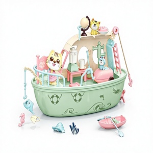Bateau de croisière à thème chat marin en ABS, ensemble de jeu d'imitation, jouet de rangement et de bain - Product Image 1