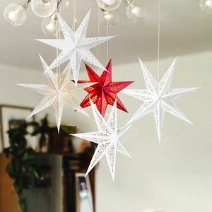 60cm Reusable Eco-friendly Paper Hollow Seven-Pointed Star Lantern Hanging Pendant Ceiling Ornaments Festival Decorations