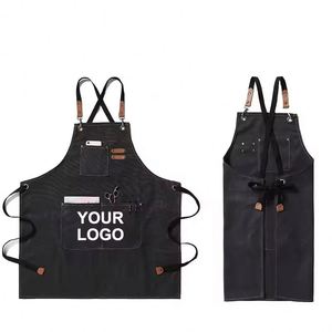 Vente Flash : Tabliers de cuisine personnalisés en jean bleu pour adultes, avec logo sur mesure, idéaux pour barista - Product Image 2