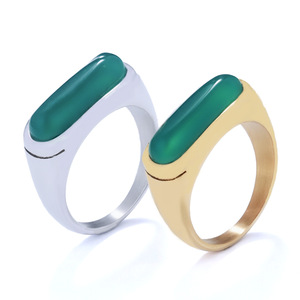 Cincin Pria TG Fashion Minimalis Biru Langit Cincin Baja Tahan Karat Berhiaskan Batu Permata Tahan Air Tidak Luntur Cincin Ukiran Punk untuk Pria - Product Image 3