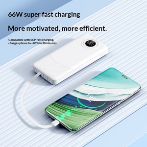 สไตล์ใหม่ 66W ชาร์จเร็วสุดขีด แบตเตอรี่ลิเธียมโพลิเมอร์ 20000 มิลลิแอมป์ แบบสี่สาย บางเฉียบ ใช้งานข้ามประเทศได้ แหล่งพลังงานสำรองสำหรับใช้งานกลางแจ้ง - Product Image 4