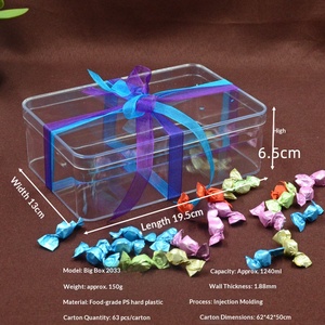 Caja de plástico rectangular transparente de gran capacidad, apta para uso alimentario, contenedor transparente portátil para exhibición de galletas de panadería, hierbas secas - Product Image 4