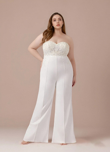 TEENYEE <span class=keywords><strong>Tuta</strong></span> <span class=keywords><strong>da</strong></span> <span class=keywords><strong>Sposa</strong></span> Convertibile per Matrimonio in Spiaggia, con Ricami Floreali in Pizzo, Ecologica, Campione Scontato, per <span class=keywords><strong>Sposa</strong></span> - Product Image 5