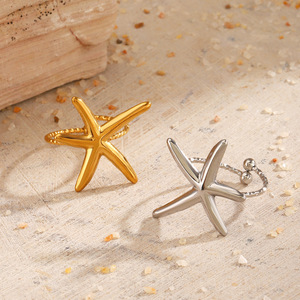Anillo Abierto de Estrella de Mar, Diseño Exclusivo, Moda Europea y Americana, Tendencia para Viajes a la Playa, Anillo de Estrella de Mar de Acero Inoxidable al por Mayor - Product Image 2