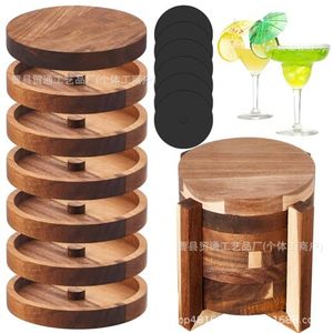 Wooden Round Salt Rim Tray For Cocktail <b>Bar</b> <b>Tools</b> Reusable Brown Rustic Style Home Office Use - Product Image 1
