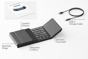 Three Fold Portable Type c bluetooth Keyboard Black Fordable Bt Wireless Foldable bluetooth Backlit Track Pad Keyboard - Product Image 6