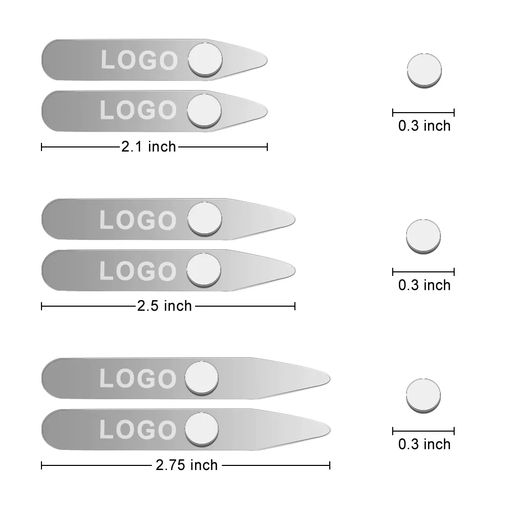 3ペアカラーサポート3サイズ (2.0 "/2.5"/2.75 ") ステンレス鋼磁気カラースティフナー6in1カラーステイメンズドレスシャツ用