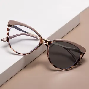 2024 Wholesale Triangle Cateye Unisex Anti-light Computer Glasses Photochromic Ladies Reading Custom Eyeglasses with Logo