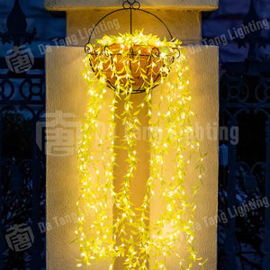 Guirlande lumineuse en fil de cuivre, effet feuillage vert réaliste, IP65, éclairage décoratif de Noël pour une utilisation extérieure de style naturel - Product Image 6