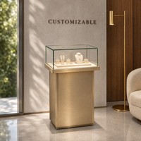 Vitrine d'exposition de bijoux en verre éclairée par LED sur mesure pour bijouterie, musée, exposition, vente en gros