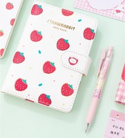 Carnet à rabat magnétique Lapin Fraise, carnet de notes, couverture en PU, agenda, fournitures scolaires, accessoires de journal, cadeau