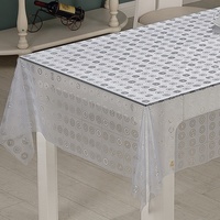 Film de protection de table en PVC tissé floral de luxe moderne, résistant à la chaleur, imperméable, anti-huile, transparent, en rouleau - Nacré