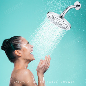 Pommeau de douche fixe-Douche de pluie ronde en plastique chromé à haute pression de 6 pouces avec boule pivotante réglable pour salle de bain - Product Image 2