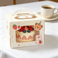 Caja Cuadrada Biodegradable de Alta Calidad para Pasteles, Diseño con Ventana Transparente para Empaque de Alimentos de Cumpleaños, Personalizable