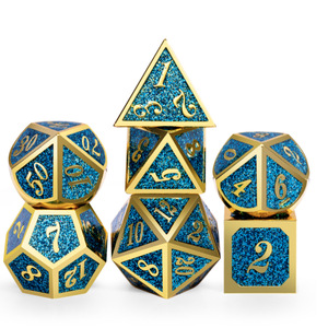 Juego de dados de juego de mesa de Metal poliédrico de 7 piezas de alta calidad, logotipo personalizado, <span class=keywords><strong>Color</strong></span> bronce para juegos de jardín, dados a granel - Product Image 1