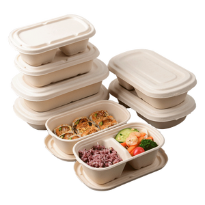 100% Compostable Bagasse Pulp hot food take out container pulp sugarcane meal box food box