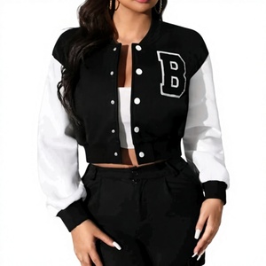 High Quality Custom Wool Body Leather Sleeves Letterman <b>Jacket</b> with Embroidery Breathable Women <b>Crop</b> Varsity <b>Jackets</b> - Product Image 1