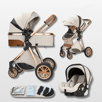 Poussette 3 en 1 de luxe pour bébé avec siège auto, utilisation en voyage, poussette pour bébé avec siège auto de sécurité pour bébé, cadre entièrement en alliage d'aluminium