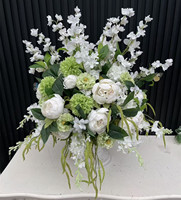 Rangkaian Bunga Delphinium Putih Hijau PPS Hot Sale, Bunga Sutra 45cm, Dekorasi Pernikahan