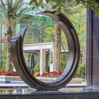 Fontaine de jardin personnalisée BLVE, décoration de jardin sur mesure, anneau rond en métal poli, sculpture extérieure en acier inoxydable