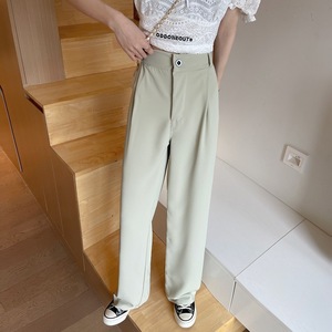 Pantalones rectos de cintura alta para mujer Real Shot Colección de verano Cintura media Cremallera Fly Flat Front Traje suelto Estilo de pierna ancha Dagging - Product Image 3