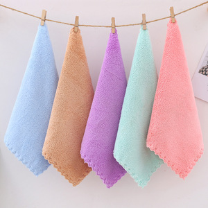 Coral Fleece Face Towel 25x25cm Square Quick Dry Absorbent Baby Washcloth For Newborn Kindergarten - Product Image 1