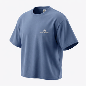 เสื้อยืดทรงบ็อกซี่ปักลายแบบหนาพิเศษ ไซส์ใหญ่ ตัดสั้น แขนสั้น ไหล่ตก สไตล์ลำลอง - Product Image 1