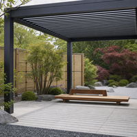Pergola en aluminium Jiake avec toit à lames motorisées et éclairage LED intégré pour patio de jardin, villa, CE SGS OEM Vente en gros
