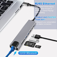 Hub USB C 8 en 1 Tipo C 3.1 a Adaptador HDMI 4K con Lector de Tarjetas RJ45 SD/TF, Carga Rápida PD para Computadora Portátil MacBook