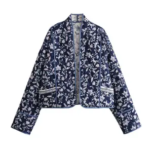 WT1714 New 2023 European Chic Autumn Design Floral Print Loose Design Double Side Wear Jacket Coat Women's Outfit 11
