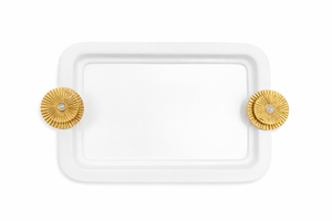 Bandeja de metal con asa de diamante para hotel de lujo, bandeja de servicio estilo antiguo - Product Image 4