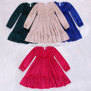 Robes pour filles Happy Luoka OEM, <span class=keywords><strong>velours</strong></span> vert d'hiver, douces, manches longues - Product Image 2