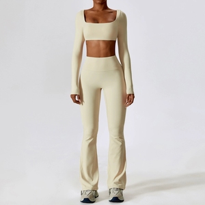 Conjunto <span class=keywords><strong>de</strong></span> Yoga Under Lulu Naked Sensation, Top <span class=keywords><strong>de</strong></span> Manga Larga y Pantalones Acampanados, 2 Piezas, Ropa Deportiva para Mujer, Ajuste Delgado, Ropa Deportiva para Fitness - Product Image 5